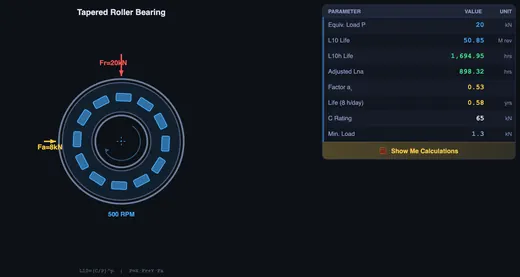 Tapered roller bearing on auto hub preset showing combined radial and axial load handling