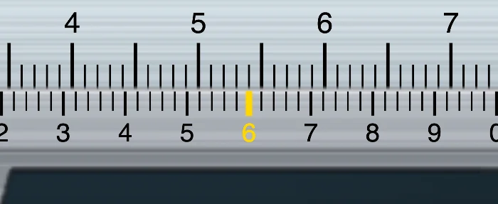 Vernier caliper beam numbered in centimetres instead of millimetres
